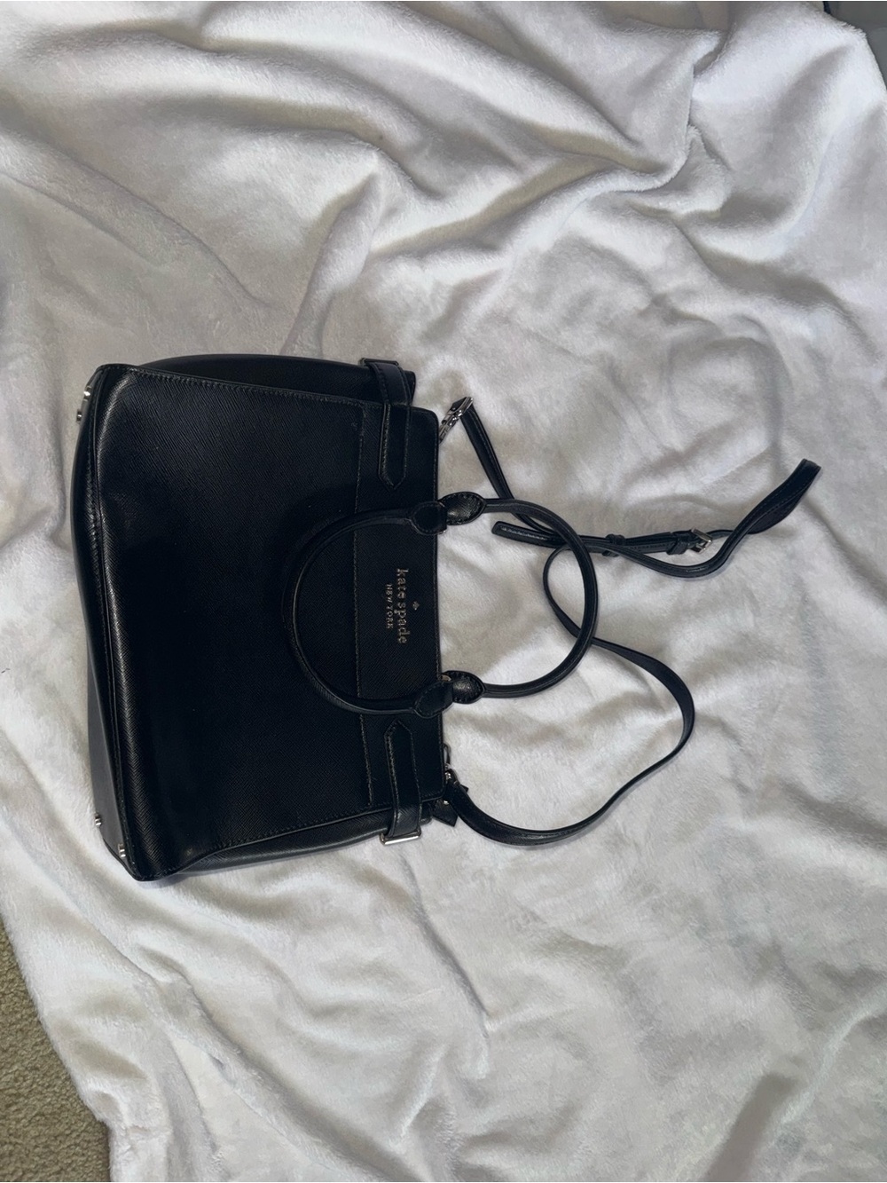 kate spade Black Leather Double-Handle Satchel